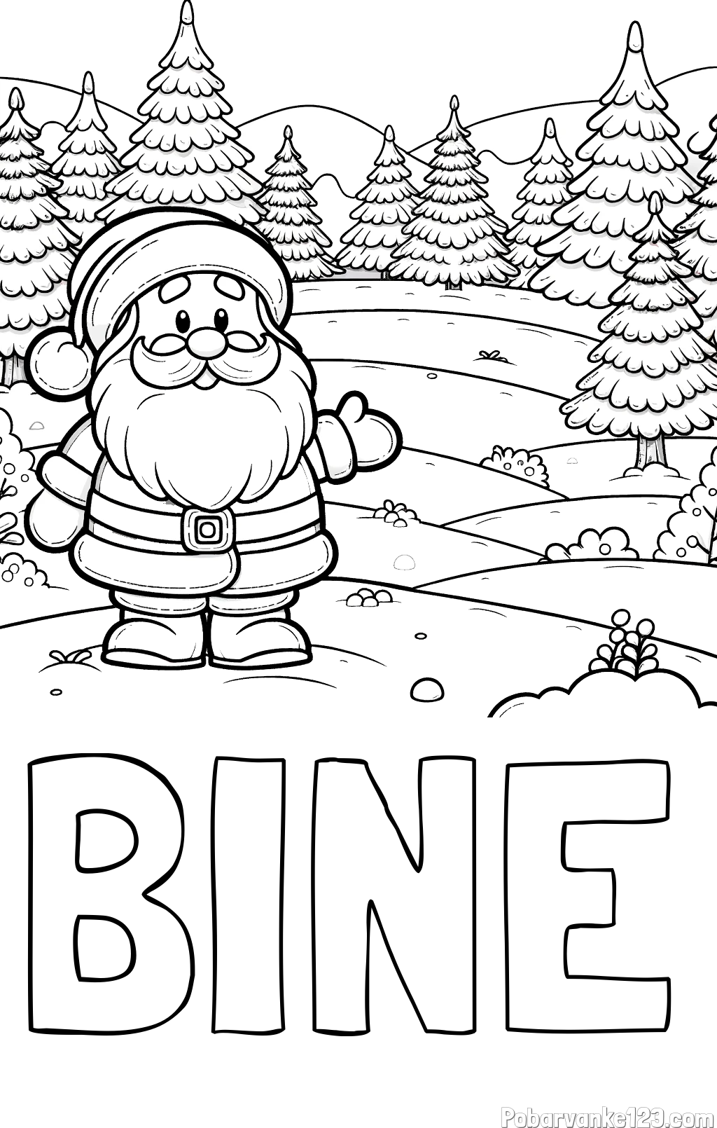 Pobarvanka imena BINE in pobarvanka Božička v naravi