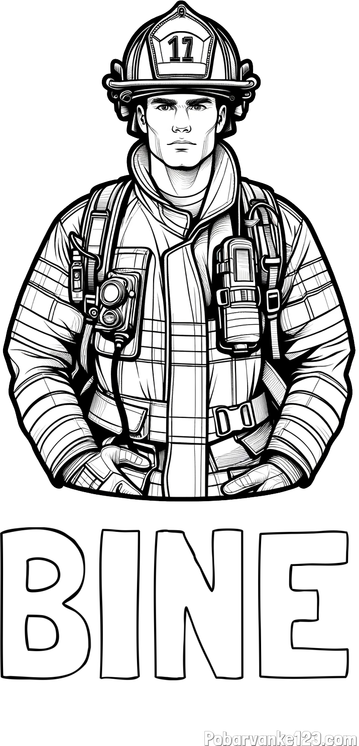 Pobarvanka imena BINE in pobarvanka gasilca (realistična)