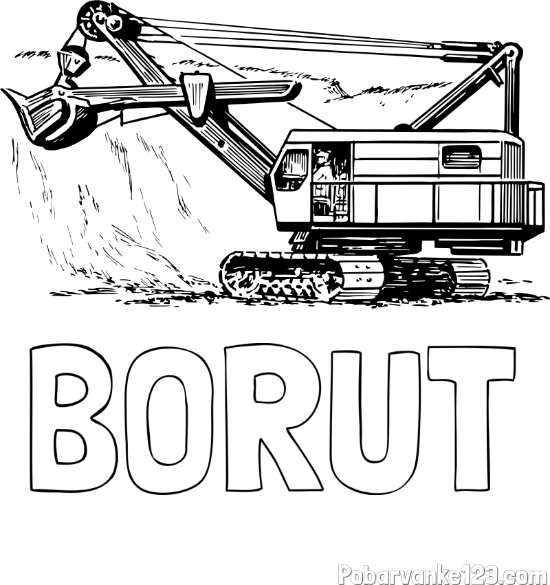 Pobarvanka imena BORUT in pobarvanka bagra 2