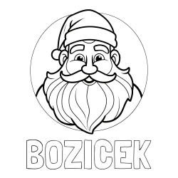 Online izdelana pobarvanka - Pobarvanka imena BOŽIČEK in pobarvanka ljubkega in nasmejanega Božička