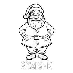 Online izdelana pobarvanka - Pobarvanka imena BOŽIČEK in pobarvanka stoječega Božička