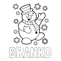 Online izdelana pobarvanka - Pobarvanka imena BRANKO in pobarvanka veselega snežaka