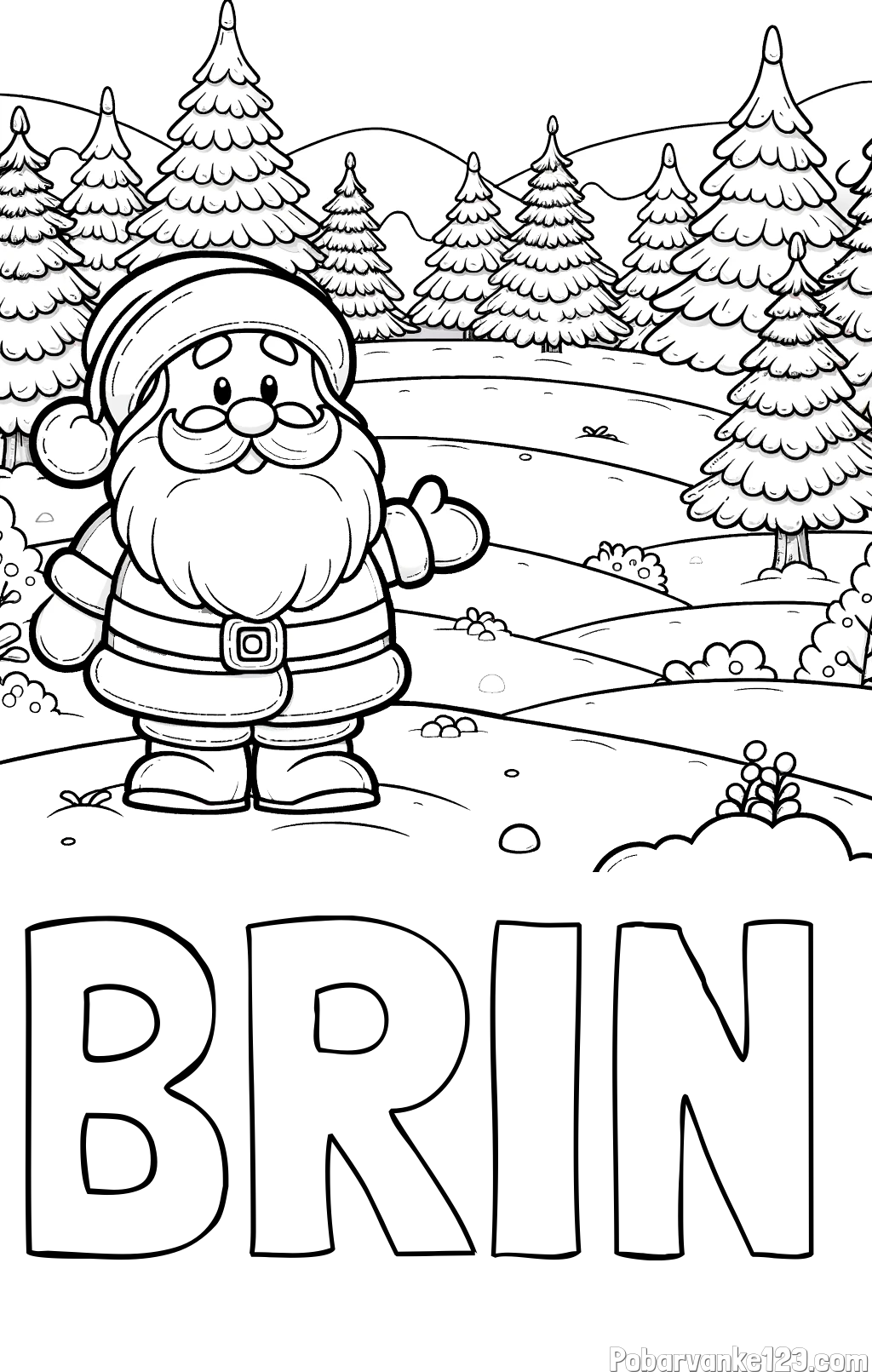 Pobarvanka imena BRIN in pobarvanka Božička v naravi