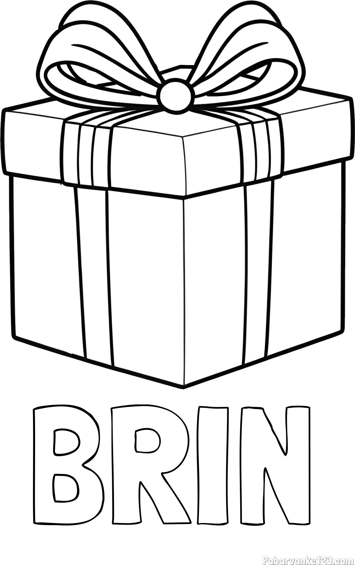 Pobarvanka imena BRIN in pobarvanka darila s pentljo