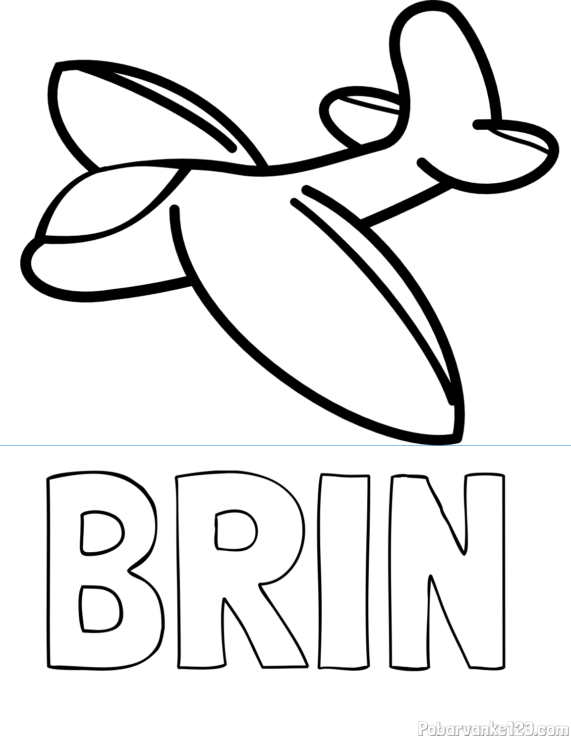 Pobarvanka imena BRIN in pobarvanka majhnega letala