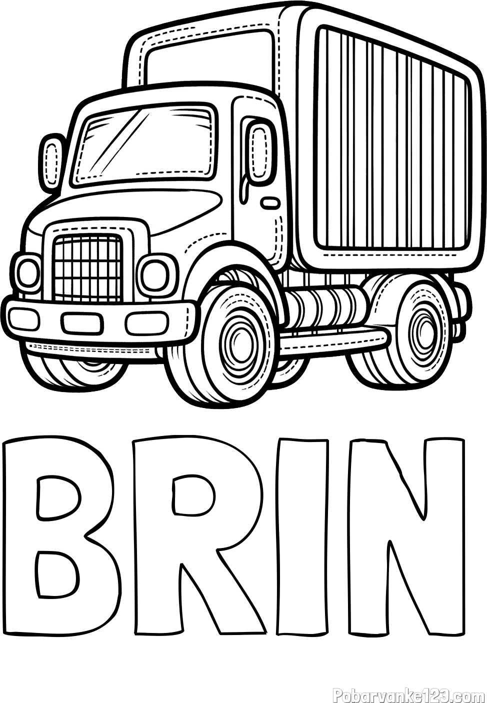 Pobarvanka imena BRIN in pobarvanka majšega tovornjaka