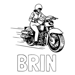 Online izdelana pobarvanka - Pobarvanka imena BRIN in pobarvanka motorja ter motoristke