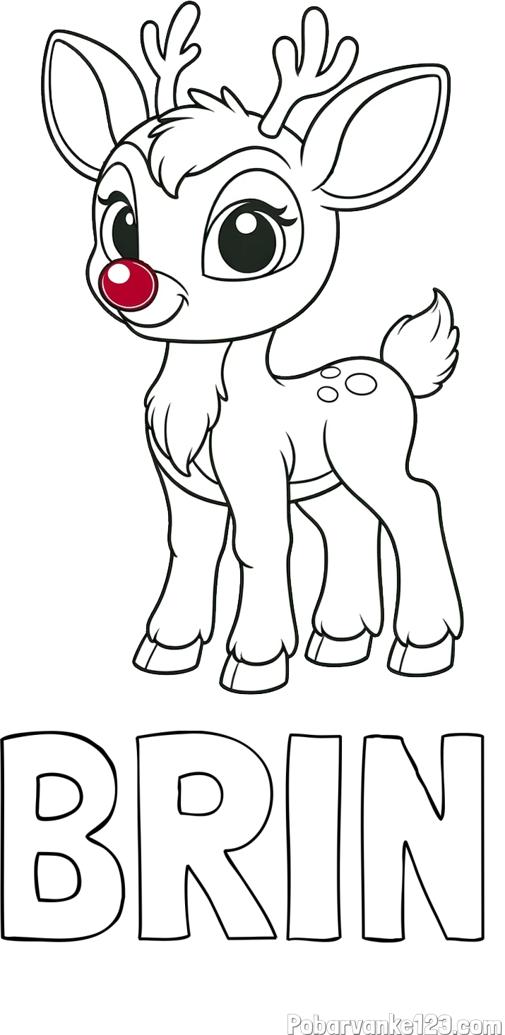 Pobarvanka imena BRIN in pobarvanka nasmejanega jelenčka Rudolfa