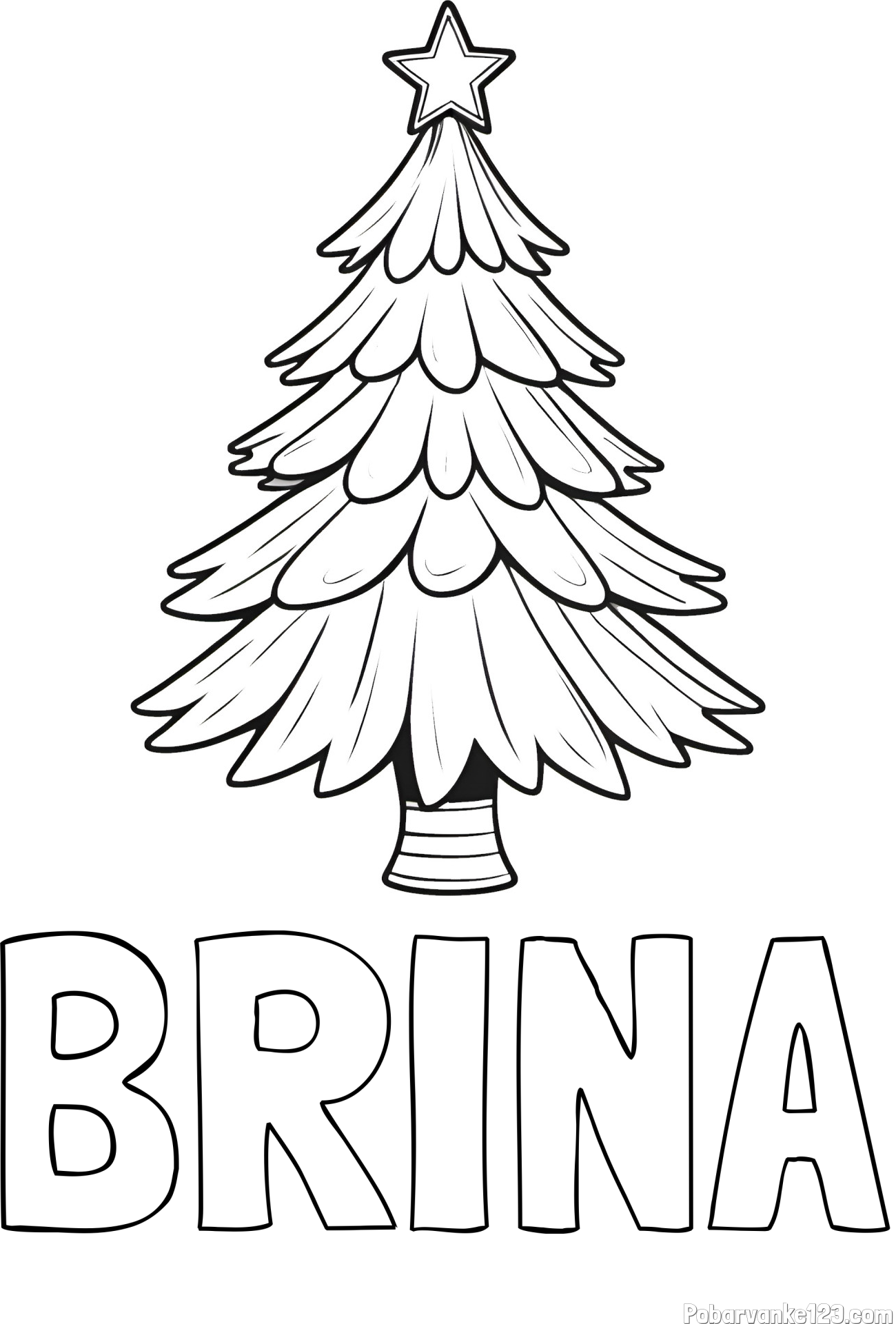 Pobarvanka imena BRINA in pobarvanka božične smreke z zvezdo