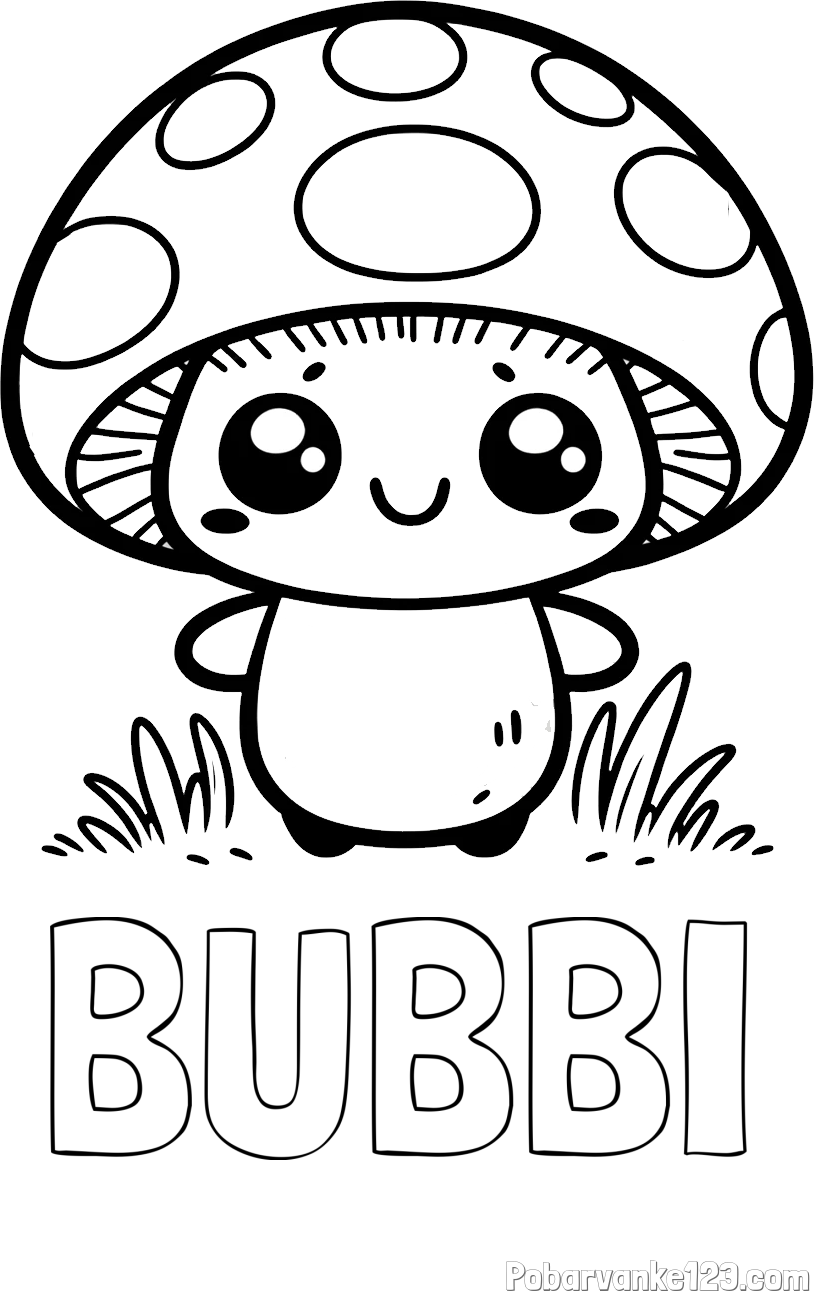 Pobarvanka imena BUBBI in otroška pobarvanka gobe