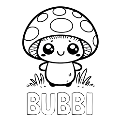 Online izdelana pobarvanka - Pobarvanka imena BUBBI in otroška pobarvanka gobe
