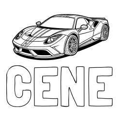 Online izdelana pobarvanka - Pobarvanka imena CENE in pobarvanka čudovitega športnega avtomobila