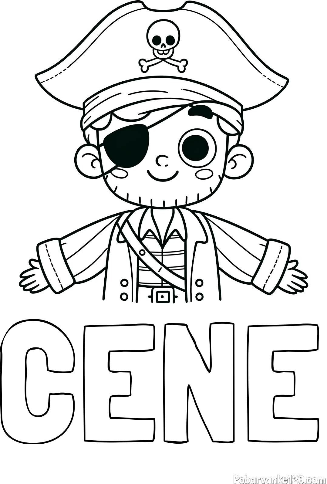 Pobarvanka imena CENE in pobarvanka prijaznega gusarja