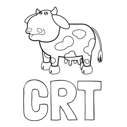 Online izdelana pobarvanka - Pobarvanka imena ČRT in otroška pobarvanka smešne krave