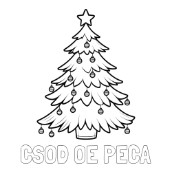 Online izdelana pobarvanka - Pobarvanka imena CŠOD OE PECA in pobarvanka božične jelke z božično zvezdico in bunkicami