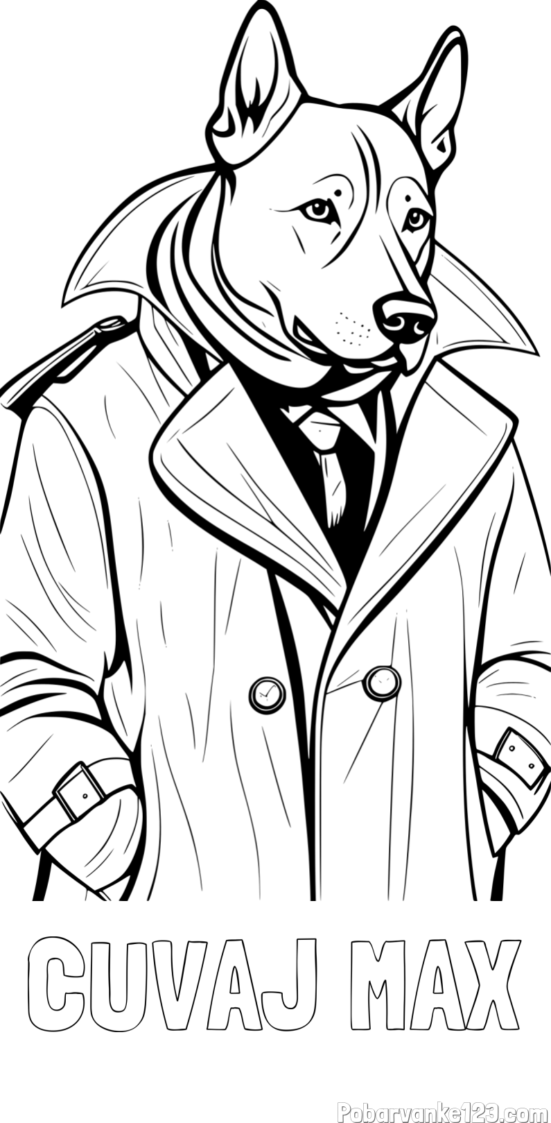 Pobarvanka imena ČUVAJ MAX in pobarvanka kužka detektiva