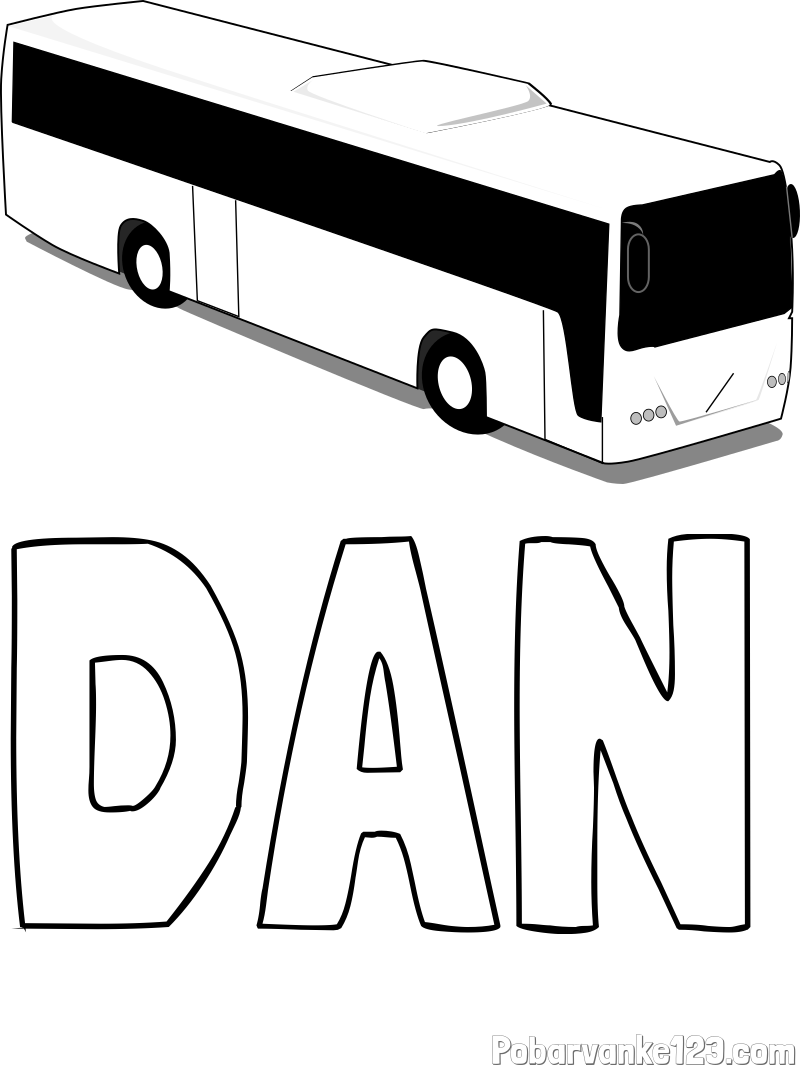 Pobarvanka imena DAN in pobarvanka velikega avtobusa