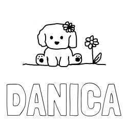 Online izdelana pobarvanka - Pobarvanka imena DANICA in KUŽIKA