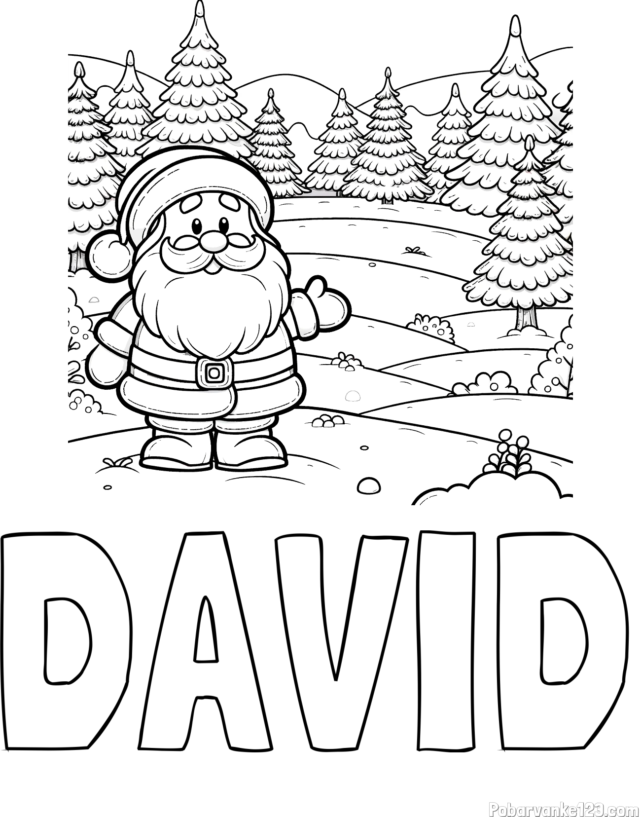 Pobarvanka imena DAVID in pobarvanka Božička v naravi