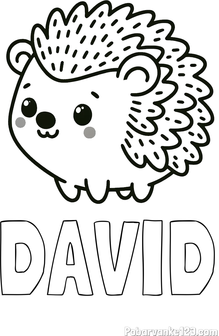 Pobarvanka imena DAVID in pobarvanka ljubkega ježka