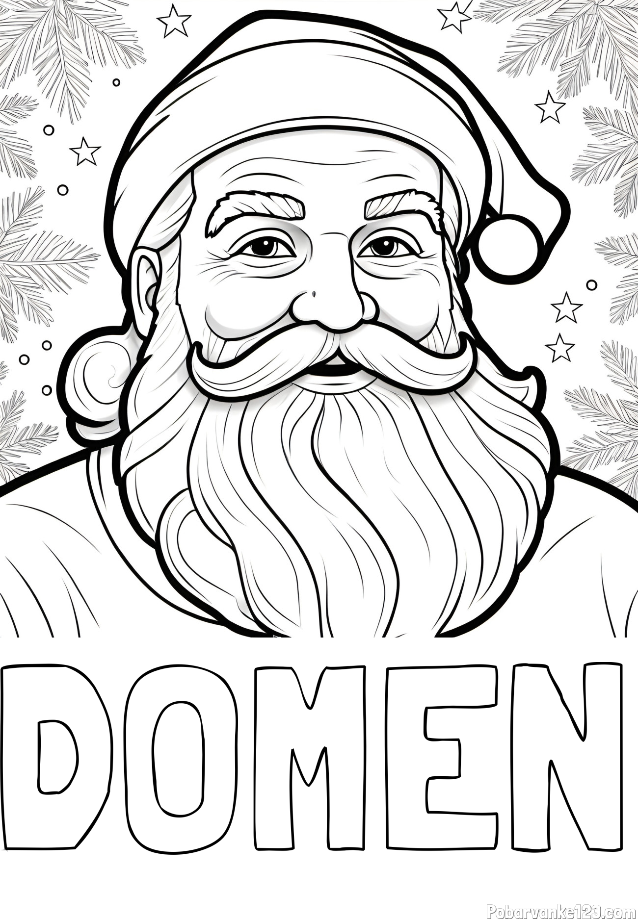 Pobarvanka imena DOMEN in Čudovita pobarvanka nasmejanega Božička