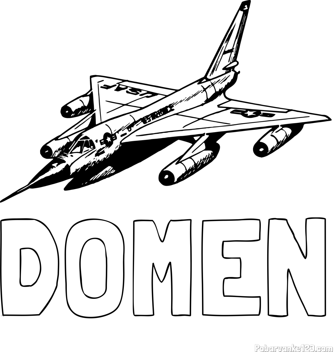Pobarvanka imena DOMEN in pobarvanka vojaškega lovca