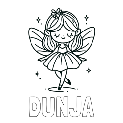 Online izdelana pobarvanka - Pobarvanka imena DUNJA in enostavna pobarvanka čarobne vile