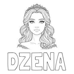 Online izdelana pobarvanka - Pobarvanka imena DŽENA in pobarvanka ljubke princese s krono