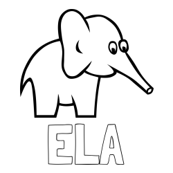 Online izdelana pobarvanka - Pobarvanka imena ELA in pobarvanka ljubkega slončka