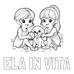 Online izdelana pobarvanka - Pobarvanka imena ELA IN VITA in pobarvanka prijateljic s kužkom