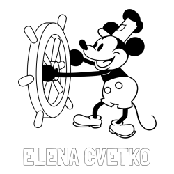 Online izdelana pobarvanka - Pobarvanka imena ELENA CVETKO in pobarvanka Miki Miške (Mickey Mouse)