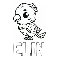 Online izdelana pobarvanka - Pobarvanka imena ELIN in pobarvanka ljubkega papagaja
