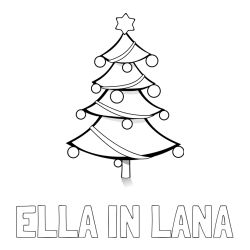 Online izdelana pobarvanka - Pobarvanka imena ELLA IN LANA in božična smreka