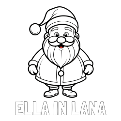Online izdelana pobarvanka - Pobarvanka imena ELLA IN LANA in otroška pobarvanka prikupnega Božička