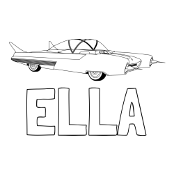 Online izdelana pobarvanka - Pobarvanka imena ELLA in pobarvanka vesoljskega avtomobila