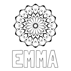 Online izdelana pobarvanka - Pobarvanka imena EMMA in mandale 3