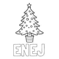 Online izdelana pobarvanka - Pobarvanka imena ENEJ in pobarvanka lepe božične smrečice