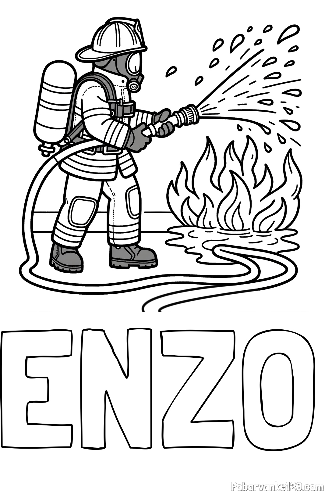 Pobarvanka imena ENZO in pobarvanka gasilca in velikega požara