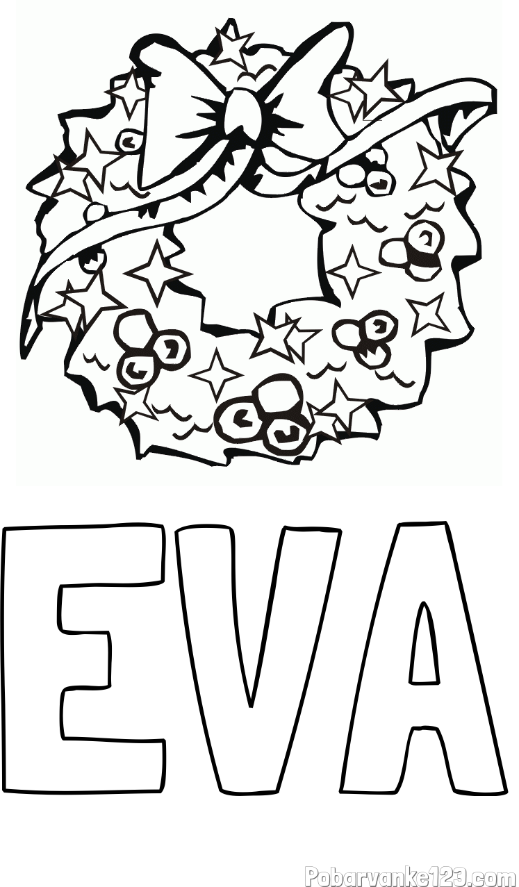 Pobarvanka imena EVA in pobarvanka lepega adventnega venčka