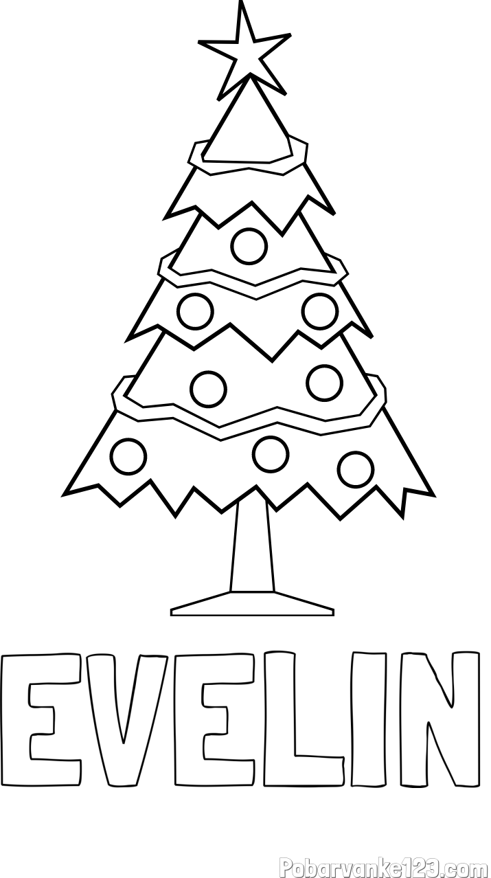 Pobarvanka imena EVELIN in pobarvanka božične smrečice