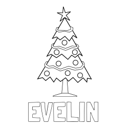 Online izdelana pobarvanka - Pobarvanka imena EVELIN in pobarvanka božične smrečice