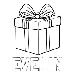 Online izdelana pobarvanka - Pobarvanka imena EVELIN in pobarvanka darila s pentljo