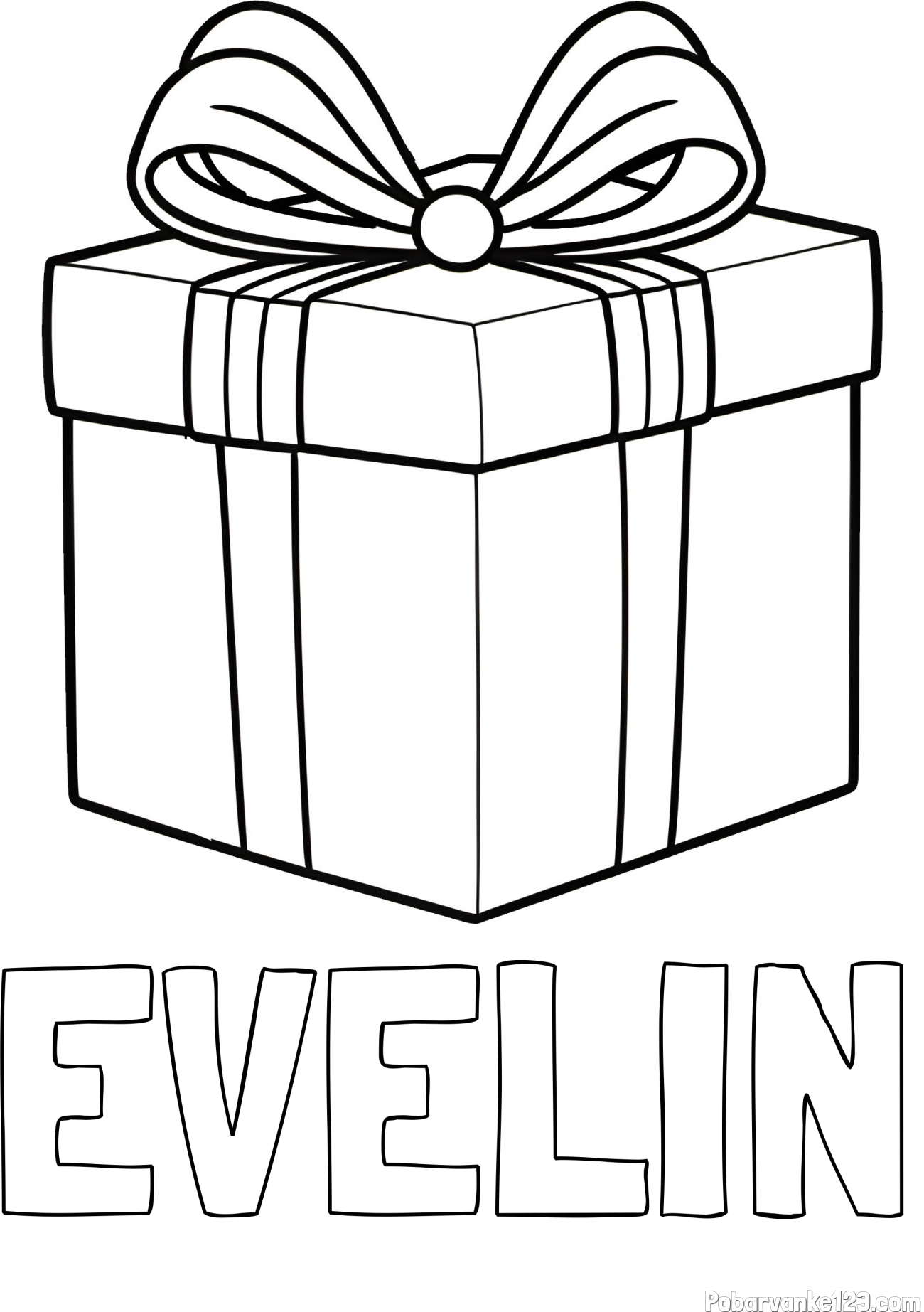 Pobarvanka imena EVELIN in pobarvanka darila s pentljo