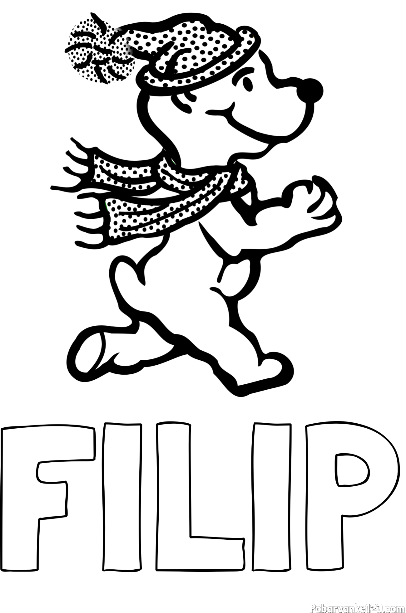 Pobarvanka imena FILIP in pobarvanka prikupnega medvedka