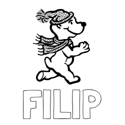 Online izdelana pobarvanka - Pobarvanka imena FILIP in pobarvanka prikupnega medvedka