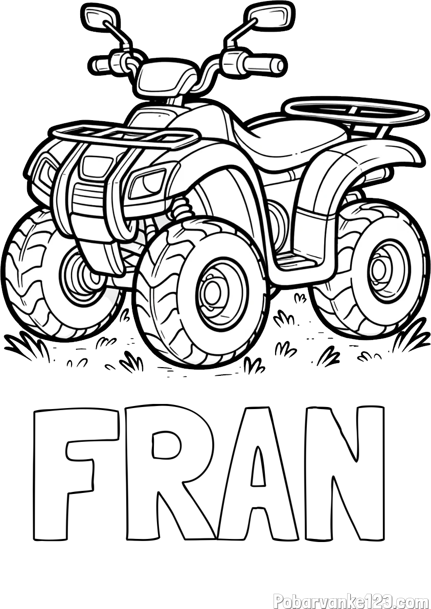 Pobarvanka imena FRAN in pobarvanka velikega štirikolesnika