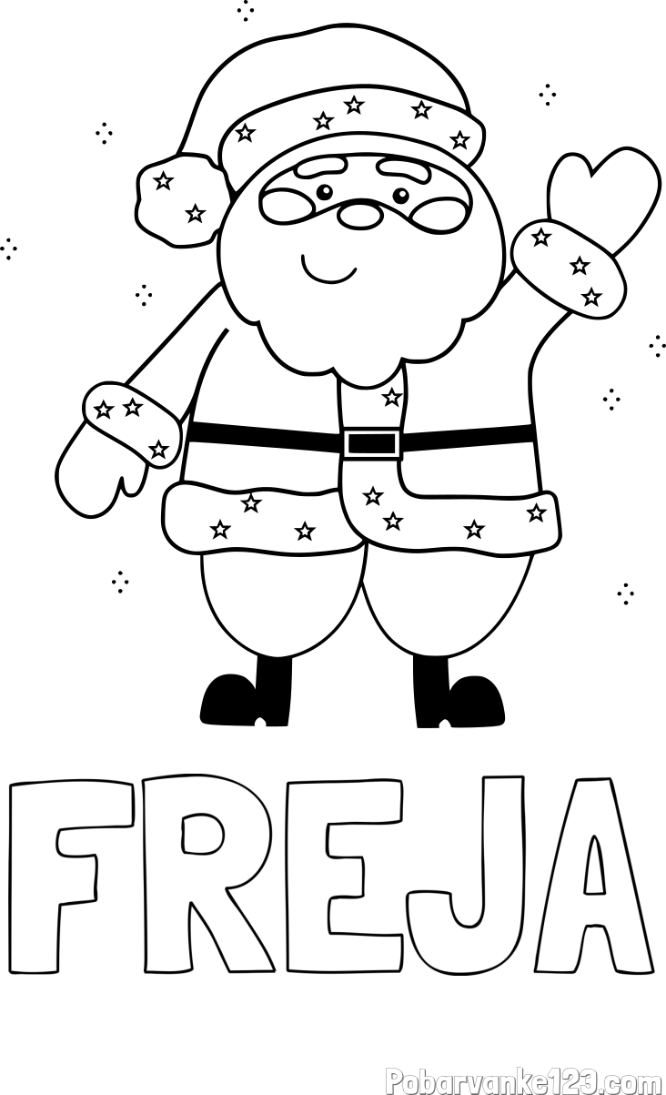 Pobarvanka imena FREJA in pobarvanka božička