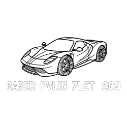 Pobarvanka imena GABER  PVLIN  7LET   209 in pobarvanka dirkalnega avtomobila