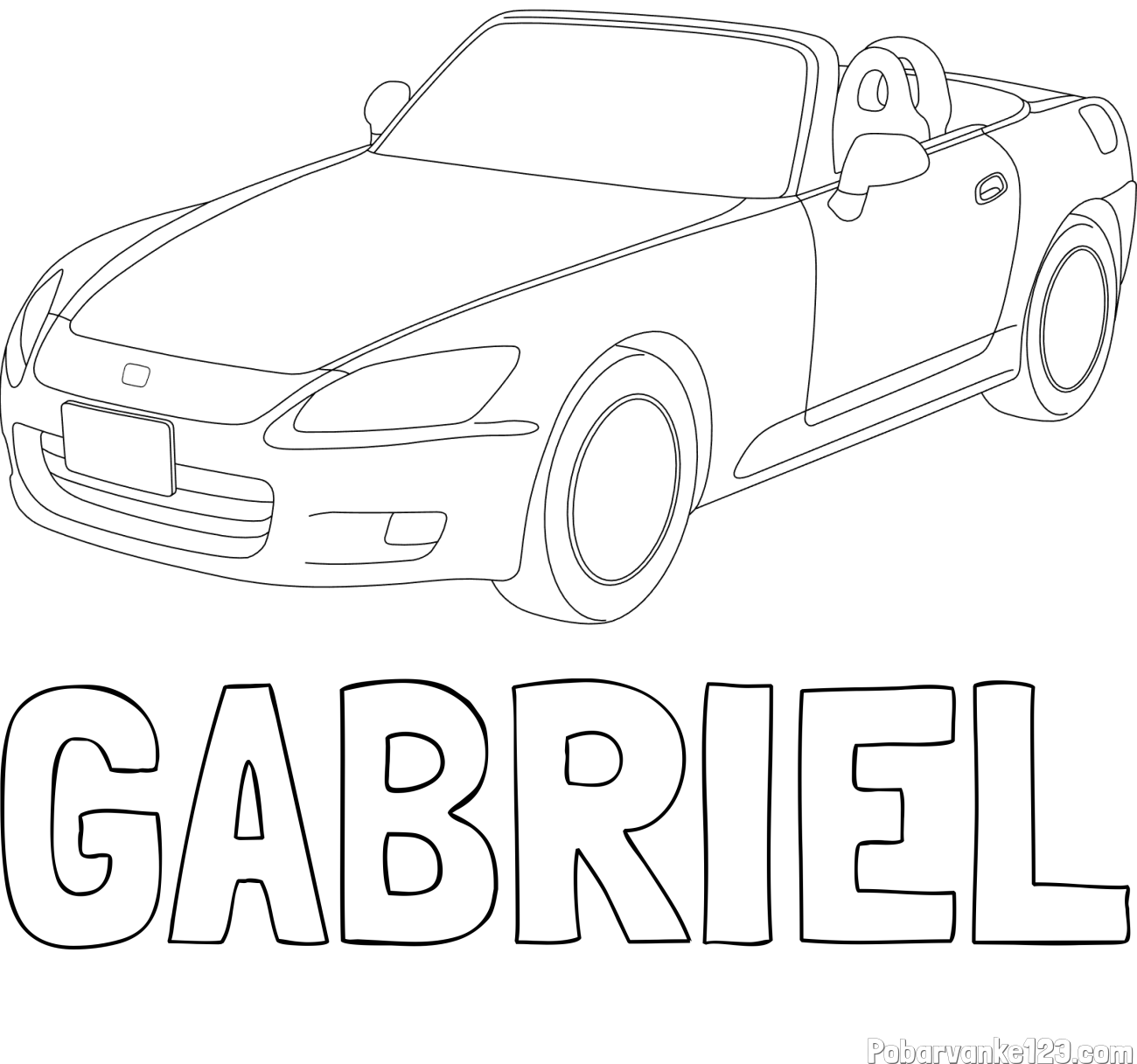 Pobarvanka imena GABRIEL in pobarvanka avtomobila znamke Honda