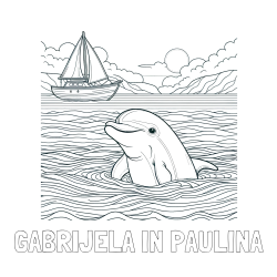 Online izdelana pobarvanka - Pobarvanka imena GABRIJELA IN PAULINA in pobarvanka delfina v morju ter jadrnice